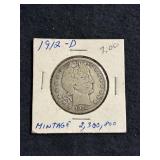1912-D BARBER HALF DOLLAR