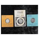 (3) THREE CENT NICKELS: 1866, 1867 & 1871