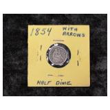 1854 LIBERTY SEATED HALF DIME