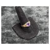 3.77G 14K GOLD RING SIZE 10 WITH PURPLE STONE
