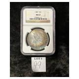 NGC GRADED MS63 1887 MORGAN SILVER DOLLAR