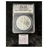 ANACS GRADED MS70 2009 AMERICAN EAGLE $1 COIN