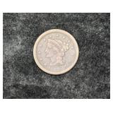 1852 US BRAIDED HAIR LARGE CENT COIN