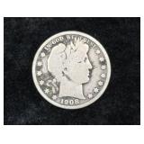 1908 BARBER HALF DOLLAR