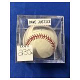 DAVE JUSTICE SIGNED BALL IN CASE