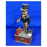 TIAWAN MARKED CAST IRON UNCLE SAM BANK *BUTTON