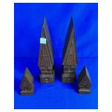 SET OF 4 WOOD-CARVED FIJIAN SPIRIT HOUSES (2
