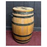 WOODEN DECORATIVE BARREL WITH OPENING TOP
