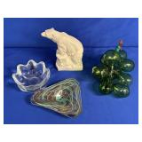 DECORATIVE GREEN GLASS GRAPES, POLAR BEAR,