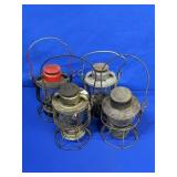 (4) DIETZ RAILROAD LANTERNS: B & O R.R.,