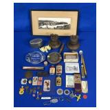 JUNK DRAWER LOT: FRAMED 1933 LANDSCAPE,