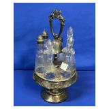 VINTAGE SILVERPLATE OIL & VINEGAR CRUET SET WITH