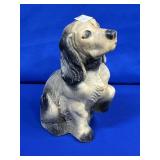CEMENT BLACK AND WHITE DOG APPROX 10"