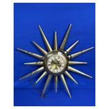 UNITED MADE IN U.S.A. GOLD BURST STYLE WALL CLOCK