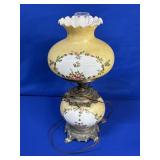 HAND PAINTED FLORAL HURRICANE LAMP APPROX 21.5"