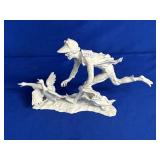 KAISER MARKED GEESE & HUNTER WITH BAG STATUE