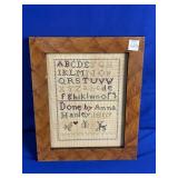 FRAMED CROSS STITCH SAMPLER ANNA HANLEY 1807