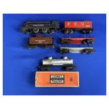 LIONEL TRAINS NO 6465 TANK CAR, 1688 ENGINE, 1682