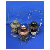 (3) 1925 ARMSPEAR B & O RAILROAD LANTERNS