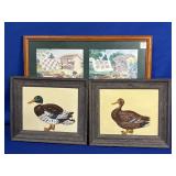 (2) HAND PAINTED DUCKS IN FRAMES APPROX 13" X 11"