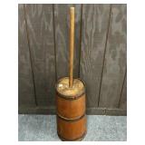 WOODEN BUTTER CHURN APPROX 45" WITH METAL RINGS