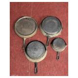 4 CAST IRON SKILLETS: 6 1/2" MADE IN KOREA, WAGNER
