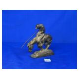 *HEAVY* BRASS HORSE AND INDIAN STATUE