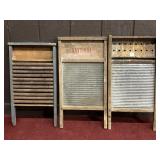 (3) VINTAGE METAL AND WOODEN WASH BOARDS