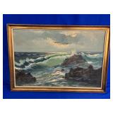 WATERCOLOR ON CANVAS (SIGNED) OCEAN/WAVES