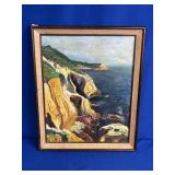 OIL ON CANVAS (SIGNED) ROCKS AND WATER