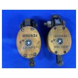 (PAIR) 4" BRONZE BRUSH BOSTON & LOCKPORT PULLEY