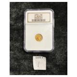 ANA GRADED AU 58 1855 $1 GOLD COIN