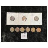 (9) INDIAN HEAD PENNIES