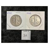 1941 & 1943 WALKING LIBERTY HALF DOLLARS