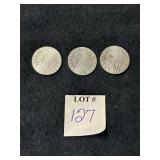 (3) 1/10 TROY OZ .999 FRACTIONAL SILVER INDIAN