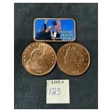 (3) ONE A.V.D.P. OZ. COPPER ROUNDS & COLORIZED
