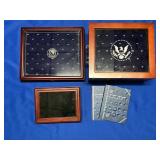 EMPTY COIN BOOKS & EMPTY WOODEN DISPLAY COIN BOXES