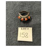 STERLING SILVER RING SIZE 6 WITH ORANGE STONES