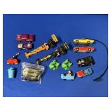 PLASTIC TOY CARS, CAT IN THE HAT, RUBBER BUDWEISER