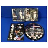 DALE EARNHARDT NASCAR CLOCK, BOOK, & (2)