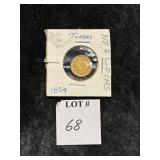 1854 CALIFORNIA GOLD 1/2