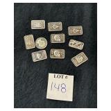 (10) ASSORTED 1 GRAM .999 FINE SILVER BARS