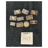 (10) ASSORTED 1 GRAM .999 FINE SILVER BARS