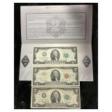 RED SEAL TWO DOLLAR BILL, 1976 TWO DOLLAR BILL &