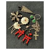 ASSORTED STERLING SILVER: CROSS NECKLACE, TREE