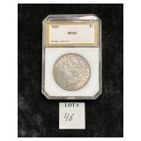 PCI GRADED MS 62 1897 MORGAN SILVER DOLLAR