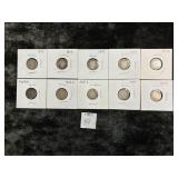 (10) BARBER DIMES: 1902, 1902-S, 1892, 1893, 1897,