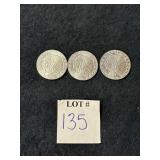 (3) 1/10 TROY OZ .999 FRACTIONAL SILVER INDIAN