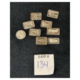 (10) ASSORTED 1 GRAM .999 FINE SILVER BARS