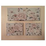 WALL DECORATIONS: CANVAS THREE PIECE FLORAL, (4)